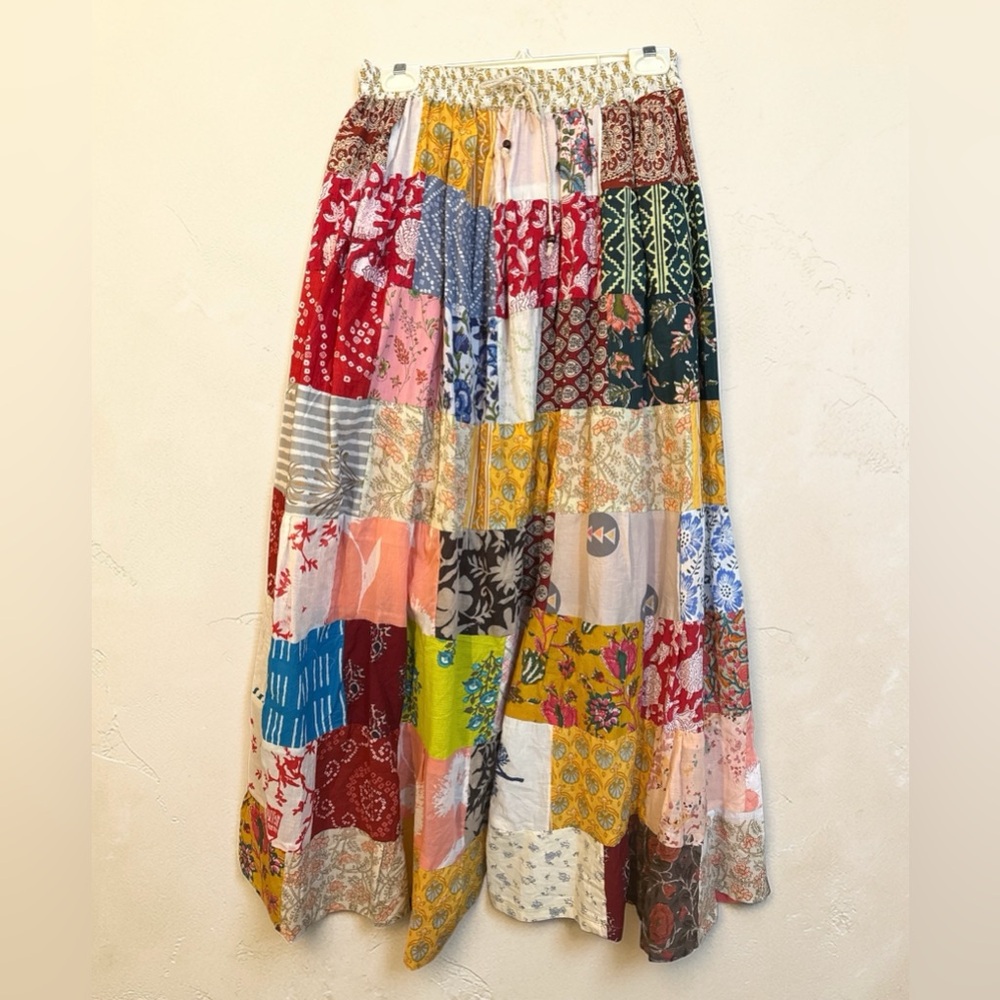 NWT Boho Cottage-core Patchwork Maxi Skirt Size Large